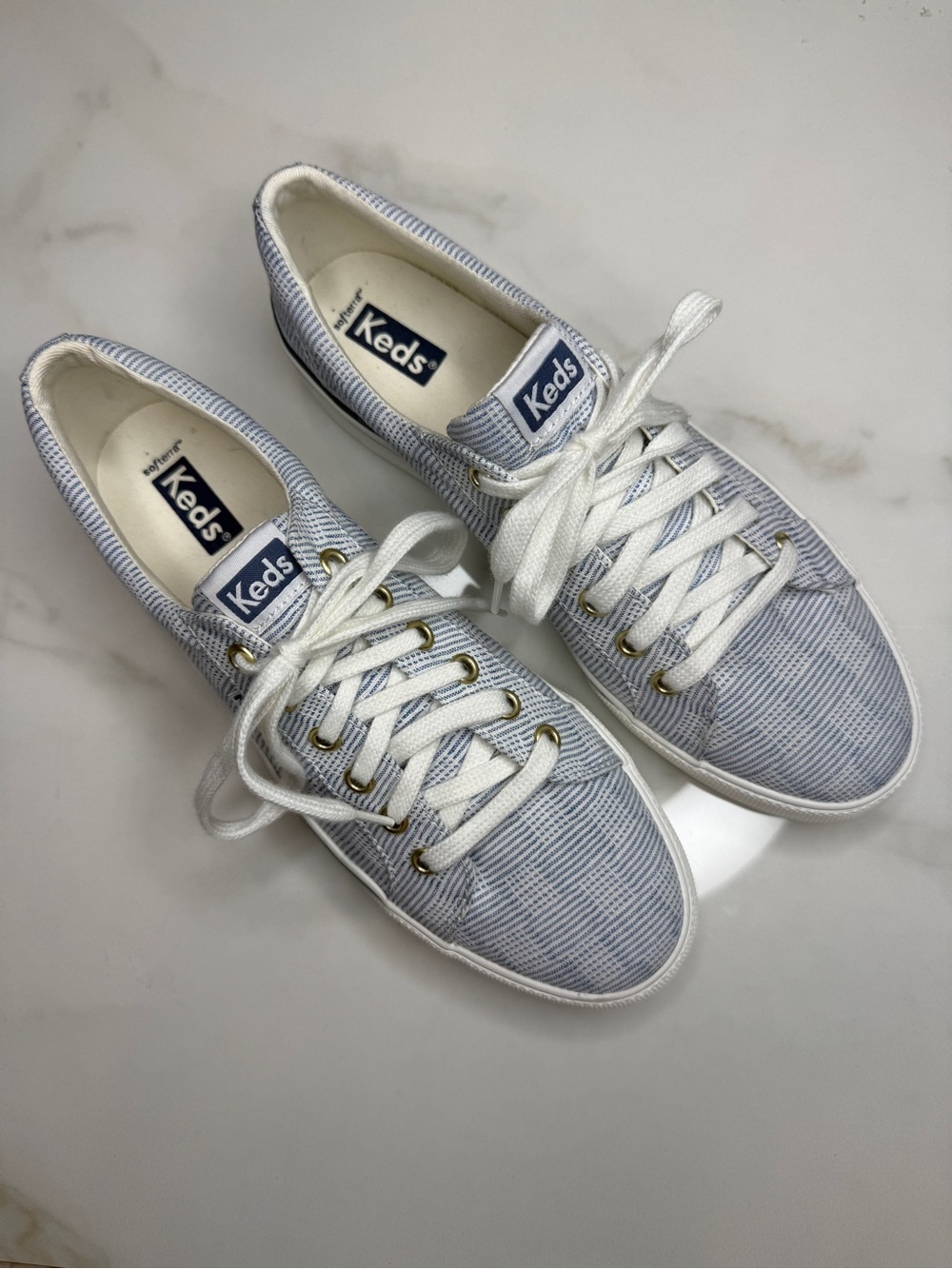 Keds Light Blue Striped Canvas Sneakers
